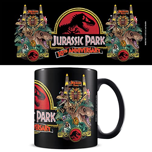 Jurassic Park Tasse in Geschenkbox (30th Anniversary Logo Design) 325 ml schwarze Tasse Geschenk-Set Jurassic Park Keramik-Kaffeetasse – Offizielles Jurassic Park Merchandise von Pyramid International