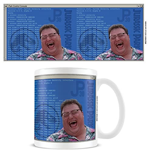 Jurassic Park Tasse in Geschenkbox (Dennis Nedry Computer Code Design) 325 ml Tasse Geschenkset Jurassic Park Keramik Kaffeetasse – Offizieller Jurassic Park Merchandise von Pyramid International