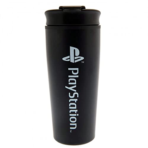 Playstation Metall-Reisebecher (Onyx Design) 16oz Hochwertige Metall-Reisebecher in einer Geschenkbox - Offizielles Lizenzprodukt von Pyramid International