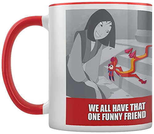 Pyramid International Disney Mulan Tasse (lustiges Freund-Design), 325 ml, Keramik, weiße Tasse, leuchtend rote Innenseite, leuchtend roter Griff – Offizielles Merchandise-Produkt von Pyramid International