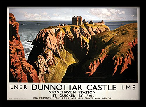 Pyramid International Dunnottar Castle Gerahmter Kunstdruck Kuriositäten, Mehrfarbig, 30 x 40 x 1,3 cm von Pyramid International