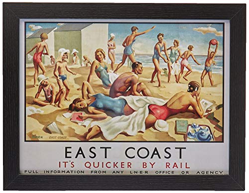 Pyramid International East Coast (Beach) Gerahmter Kunstdruck Kuriositäten, Mehrfarbig, 30 x 40 x 1,3 cm von Pyramid International