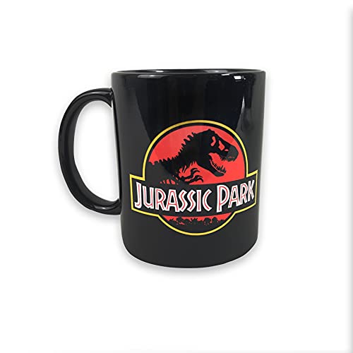 Jurassic Park Tasse (Logo Design) 315ml schwarze Keramiktasse in Geschenkbox - Offizieller Lizenzartikel von Pyramid International