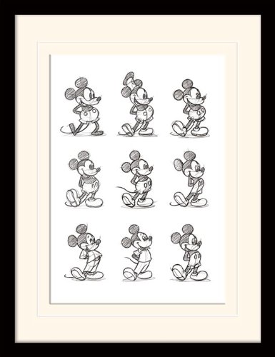 Pyramid International MP11131P-PL Mickey Mouse Sketched - Multi Gerahmter Kunstdruck mit Passepartout von Pyramid International