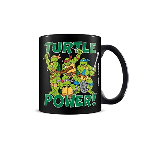 Teenage Mutant Ninja Turtles Kaffeetasse (Turtle Power Design) 325 ml große Tasse in Geschenkbox Keramikbecher für Frauen Ninja Turtle Black Mug TMNT Teebecher – Offizieller Merchandise-Artikel von Pyramid International