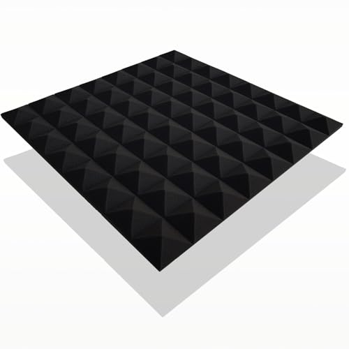 4x Pyramiden-Schaumstoff FSE (Pyra 2500), Platten je ca. 50x50x2,5cm (= ca. 1 m²), in der Farbe Anthrazit Schwarz, FSE (flammhemmend nach MVSS302) Schaumstoff Pyramiden von Pyramidenkönig