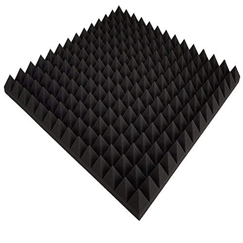 4x Pyramiden-Schaumstoff, Platten in ca. 50x50x7cm (=ca. 1 m²), in der Farbe Anthrazit-Schwarz, Pyramidenschaumstoff, Noppenschaumstoff, Schaumstoff von Pyramidenkönig