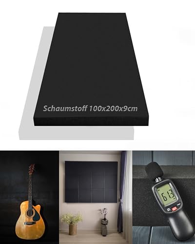 Schaumstoff - glatt, ca. 100x200x9cm, in der Farbe Anthrazit Schwarz I Akustik I Dämmung I Verpackung I Schall I Basteln usw. von Pyramidenkönig