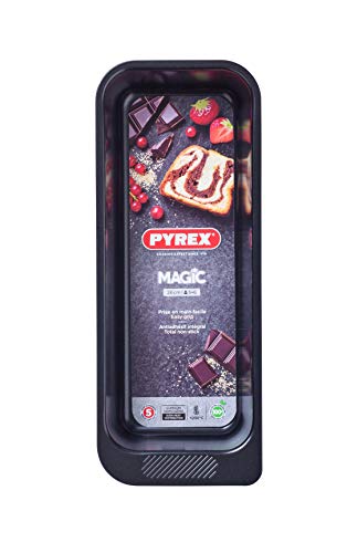 Pyrex Magic Loaf Mold 26 cm, Schwarz, Rechteckig, Antihaftbeschichtet, Handlicher Griff, Spülmaschinenfest, Ofenfest bis 230 °C von Pyrex