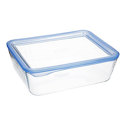 Pyrex Pure Glass 5424006 Rechteckiger luftdichter Behälter mit Deckel, 24 x 19 x 8 cm, 2,6 l, transparent, Standard von Pyrex