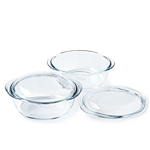 Pyrex® Kollektion 4 in 1 | Bräter aus Borosilikatglas | 2 Stück | Dampfgaren, schnelles und leckeres Kochen, mikrowellen- und spülmaschinengeeignet (2 Stück, 2,3 l) von Pyrex