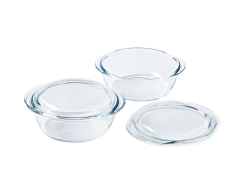 Pyrex® 4-in-1-Kollektion | Schmortopf aus Borosilikatglas | 2 Stück | Dampfgaren, schnelles und schmackhaftes Kochen, mikrowellen- und spülmaschinengeeignet (2 x 1 l) von Pyrex