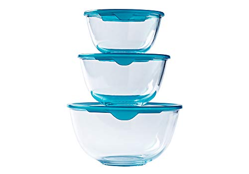 Pyrex® Prep & Store Glasschüsseln mit Deckel, robust, 0,5 l, 1 l, 2 l, BPA-frei, 3 Stück von Pyrex