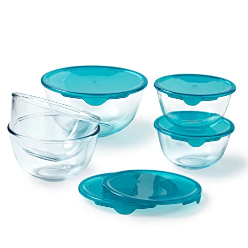 Pyrex® Set mit 5 Ruhrschüsseln aus borosilikat Glas mit Deckel (2 x 0,5 l + 2 x 1 l + 1 x 2 l) BPA-frei |geeignet für Spülmaschine, Mikrowelle und Backofen von Pyrex
