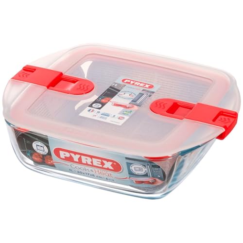 Pyrex 211PH00 Cook & Heat quadratisch glas Frischhaltedose mit Deckel, durchsichtig von Pyrex