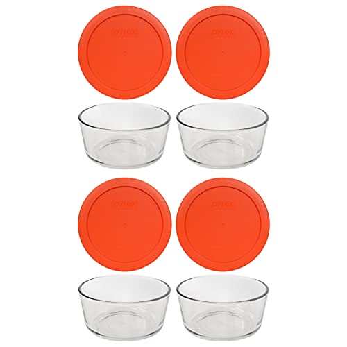 Pyrex 4-cup Storage containers w/ Orange LIds - by Pyrex von Pyrex