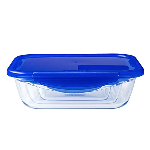 Dajar Glasbehälter mit Deckel Cook und Go, Pyrex, 3,4 L, Glas, Blau/transparent, 30,6 x 23,3 x 9,3 cm von Pyrex