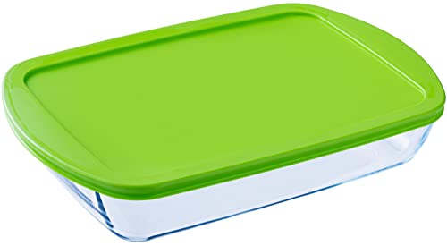 Pyrex FTE RECT PX Grün mit Deckel, 40 x 27 cm, 4,5 l, Borosilikatglas, mehrfarbig von Pyrex