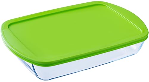 Pyrex FTE RECT PX Ofenform, 40 x 27 cm, 4,5 l, aus Borosilikatglas, Grün von Pyrex