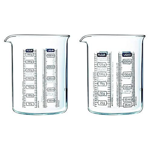 Pyrex 505040 Kitchen Lab Messbecher, 0,5 L & 255040 Kitchen Lab Messbecher, 0,25 L von Pyrex