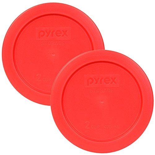 Pyrex 7200-PC Red 2 Cup Round Plastic Storage Lid - 2 Pack von Pyrex