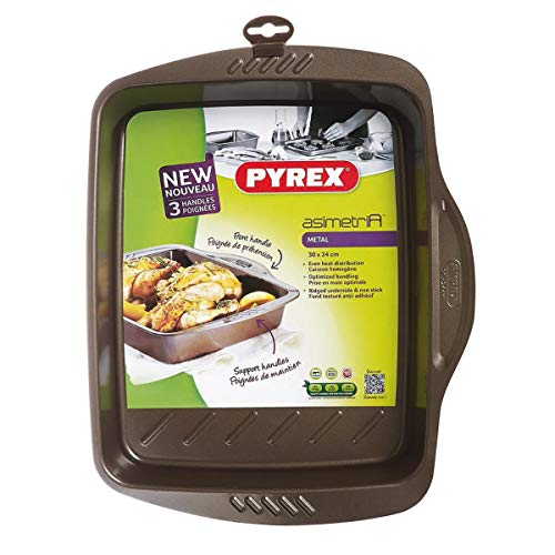 Pyrex Asimetria Auflaufform, rechteckig Stahl Schokobraun, Aluminium, Schokoladenbraun, 30 x 24 cm von Pyrex