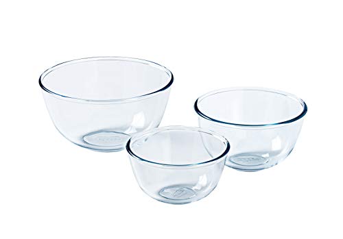 Pyrex 8023509 Salatschüssel / Rührschüssel aus Glas, 0,5 l, 1 l, 2 l, Borosilikatglas, sehr robust, von Pyrex