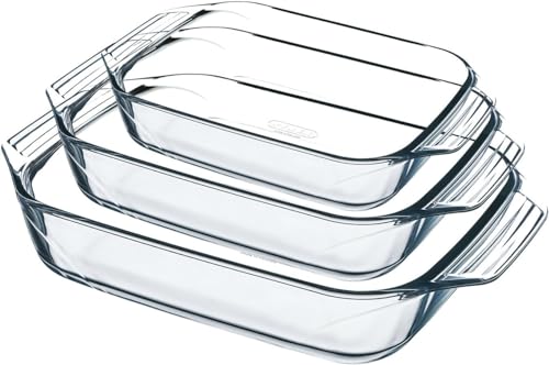 Pyrex 8023510, Set aus 3 Auflaufformen aus Glas – Borosilikatglas von Pyrex