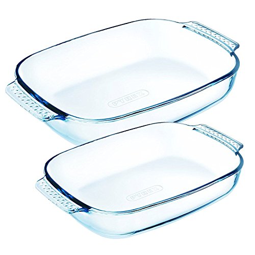 Pyrex Classic, 2 Ofenformen, rechteckig, mit Griffen, 3,6 l, 2,6 l von Pyrex