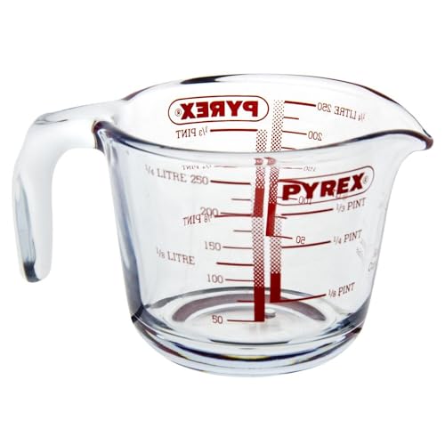 Pyrex Classic Glas-Messbecher, hohe Hitzebeständigkeit, 0,25 Liter, transparent (2 Stück) von Pyrex