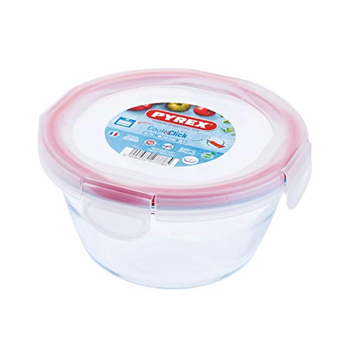 Pyrex Cook & Click Frischhaltedose, rund, 0,7 l, mit Clipverschluss, Kunststoffdeckel von Pyrex