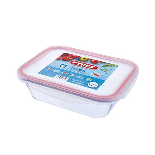 Pyrex Cook & Click Rechteckige Frischhaltedose, 1,7 l, mit Clipverschluss aus Kunststoff von Pyrex