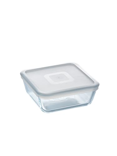 Pyrex Cook&Freeze Quadratischer Behälter mit Deckel, 15x15 cm x 6cm -0,85 l, extra robustes Borosilikatglas, backofenfest von Pyrex