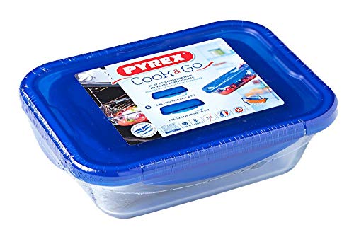 Pyrex Cook&Go Set mit 2 rechteckigen Töpfen, Boro, blau, 0 cm von Pyrex