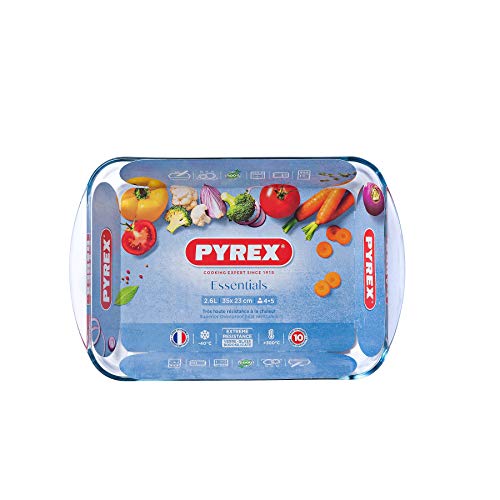 Pyrex Hitzebeständige Auflaufform Ofenform Lasagneform mit Griffen Essentials (35x23 cm - 2,6 L) von Pyrex