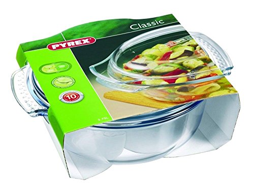 Pyrex Hitzebeständiges feuerfestes Gefäß Auflaufform Bräter mit Deckel aus Glas (5 L - Classic) von Pyrex