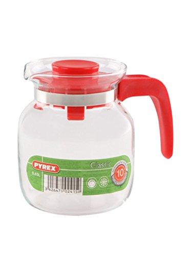 Pyrex 29156 0,65-Liter-Krug, Glas, Plastik, Edelstahl, rot, 0.7 l von Pyrex