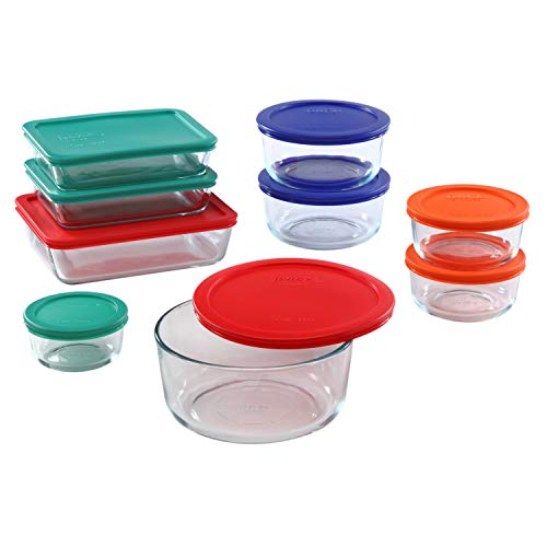 Pyrex Meal Prep Einfach verstauen Glasbehälter rechteckig und rund, Glas, Mehrfarbig von Pyrex