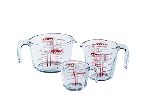 Pyrex Classic Set mit 3 Reinigungsmitteln, Fassungsvermögen 0,25 l + 0,5 l + 1 l, Glas, 8023508, durchsichtig, 3 Stück (1er Pack), 3 von Pyrex