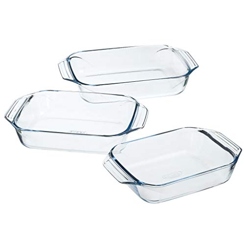 Pyrex 4937414 Optimum Schüssel-Set, rechteckig 3er-Set 41 x 10 x 28 cm durchsichtig von Pyrex