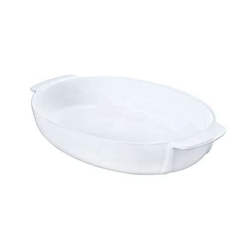 Pyrex Ovale Platte aus Steingut, 30 x 20 cm, Weiß, Keramik, 30x20cm von Pyrex