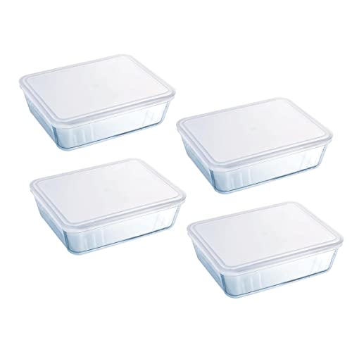 Pyrex Cook&Freeze Set mit 4 rechteckigen Behältern, 4 x 1,5 l, personalisierbar, transparent von Pyrex