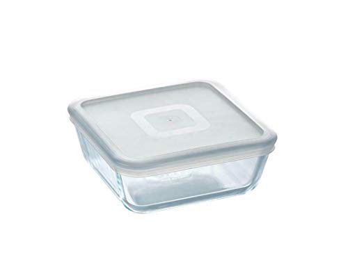 Pyrex Cook&Freeze Quadratischer Behälter mit Deckel, 19 x 19 cm-2 l, Borosilikatglas, extra robust, ofenfest, Hell von Pyrex