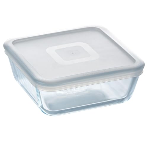 Pyrex Cook&Freeze Quadratischer Behälter mit Deckel, 19 x 19 cm-2 l, Borosilikatglas, extra robust, ofenfest, Hell von Pyrex