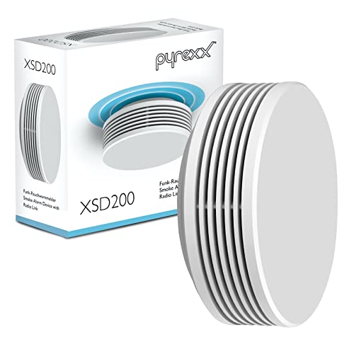 Pyrexx XSD200 Funk - Rauchwarnmelder 12 Jahre Batterie mit Magnet-Halterung ohne Bohren und LED-Blinken, Zertifiziert nach Q-Label, Weiß, 1er Set von Pyrexx