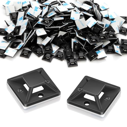 100 Stück Klebesockel für Kabelbinder 30X30mm Kabelbefestigung Selbstklebend Kabelbinder Halter Klebepads Kabelbinderhalter Kabel Klebehalter Halterung Klebeschellen Sockel Befestigungssockel(Schwarz) von Pyroclasia