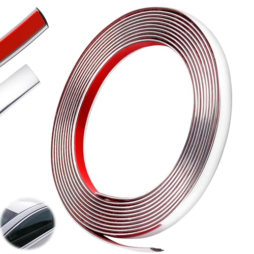 15mmx5M Zierleisten Selbstklebend für Chrom Wandleisten Selbstklebend Leisten Vielseitig Zierleisten Wand Silber Universal Chromzierleiste für Auto Karosserie Fenster Außen Dekoration Tür Decke Möbel von Pyroclasia
