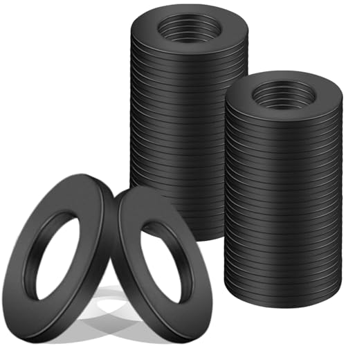 50 Stk Unterlegscheiben Flache Unterlegscheiben M10 x 20 x 1.5 mm Karosseriescheiben Distanzscheiben Kohlenstoffstahl Dichtung Beilagscheiben für Reparaturen zu Hause Schrauben Gewindestange (Schwarz) von Pyroclasia