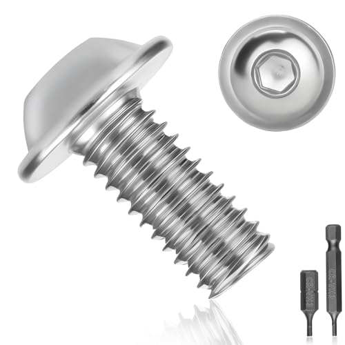 50 Stück Linsenkopfschrauben M5x10 edelstahlschrauben A2 V2A Flachkopfschrauben ISO 7380 Linsenkopfschraube Rostfrei schrauben Gewindeschrauben Vollgewinde mit Flansch, Innensechsrund und Hex Key von Pyroclasia