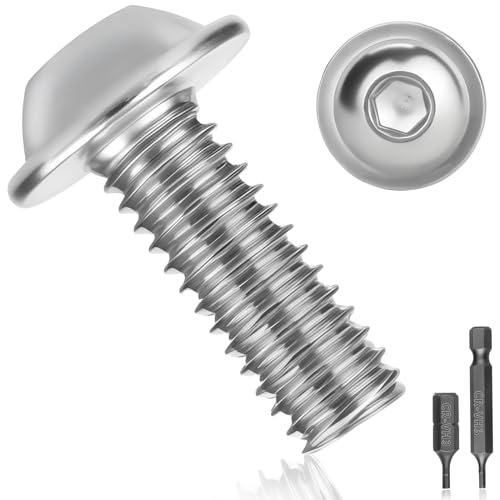 50 Stück Linsenkopfschrauben M6x16 edelstahlschrauben A2 V2A Flachkopfschrauben ISO 7380 Linsenkopfschraube Rostfrei schrauben Gewindeschrauben Vollgewinde mit Flansch, Innensechsrund und Hex Key von Pyroclasia